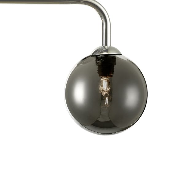 Där Lighting Feya 3 Light Bar Pendant Polished Chrome Smoked Glass