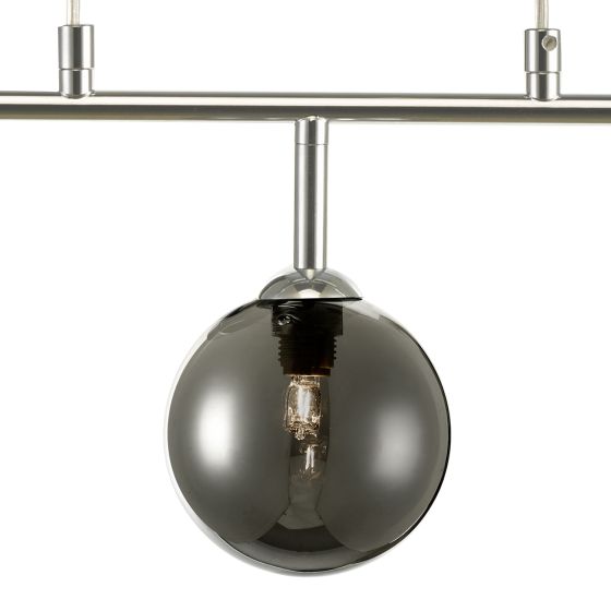 Där Lighting Feya 3 Light Bar Pendant Polished Chrome Smoked Glass