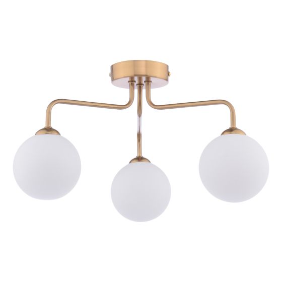 Där Lighting Feya 3 Light Semi-Flush Antique Bronze And Opal Glass