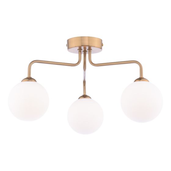 där lighting Feya 3 Light Semi-Flush Antique Bronze and Opal Glass