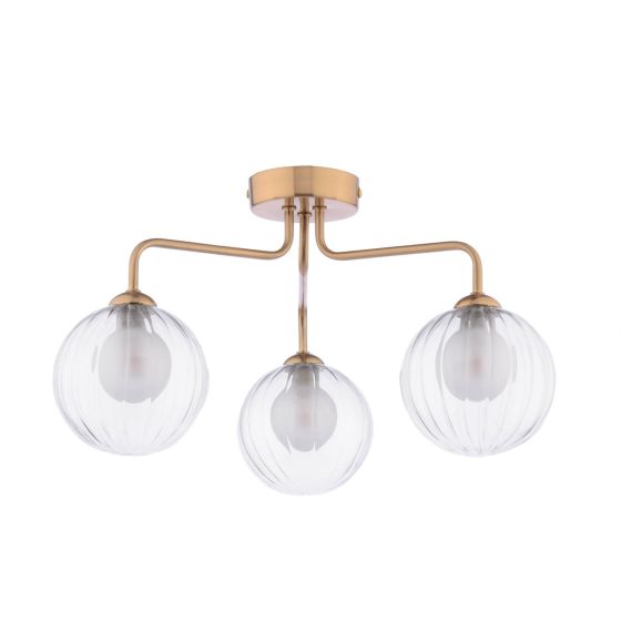 Där Lighting Feya 3 Light Semi-Flush Antique Bronze & Clear/Opal Glass