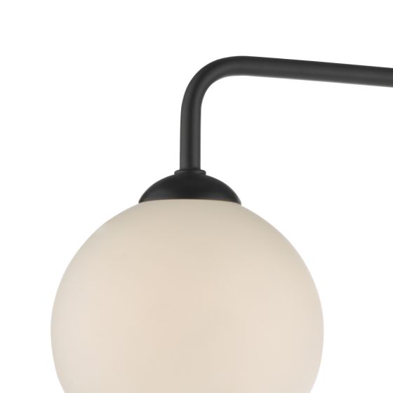 Där Lighting Feya 3 Light Semi Flush Matt Black Opal Glass