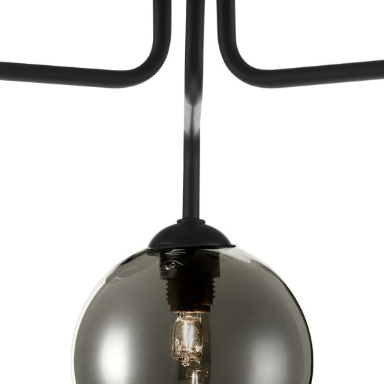 Där Lighting Feya 3 Light Semi Flush Matt Black Smoked Glass