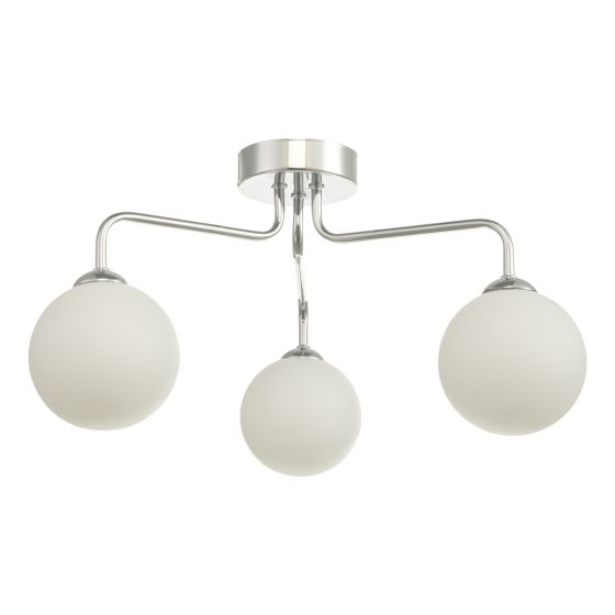 Där Lighting Feya 3 Light Semi Flush Polished Chrome Opal Glass