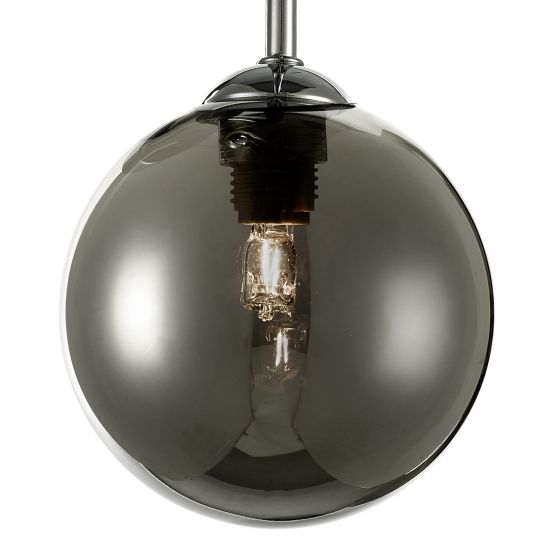 Där Lighting Feya 3 Light Semi Flush Polished Chrome Smoked Glass