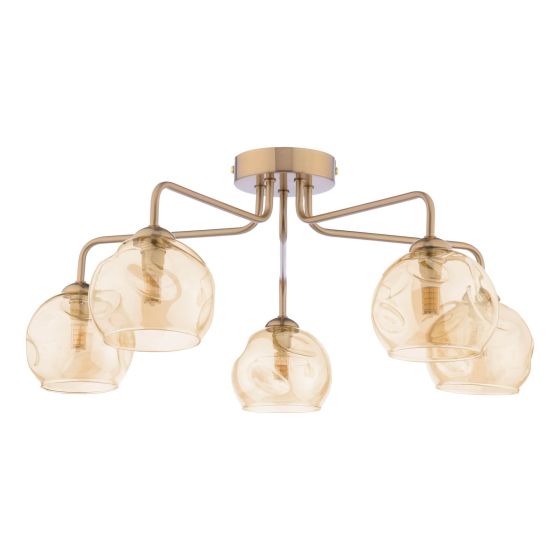 Där Lighting Feya 5 Light Semi-Flush Antique Bronze & Champagne Dimpled Glass