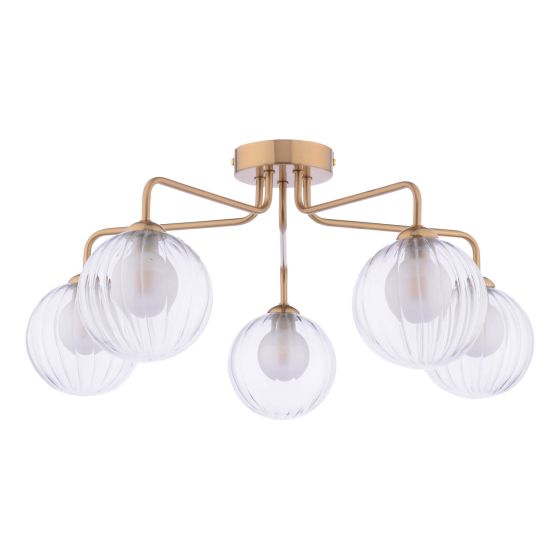 Där Lighting Feya 5 Light Semi-Flush Antique Bronze & Clear/Opal Glass