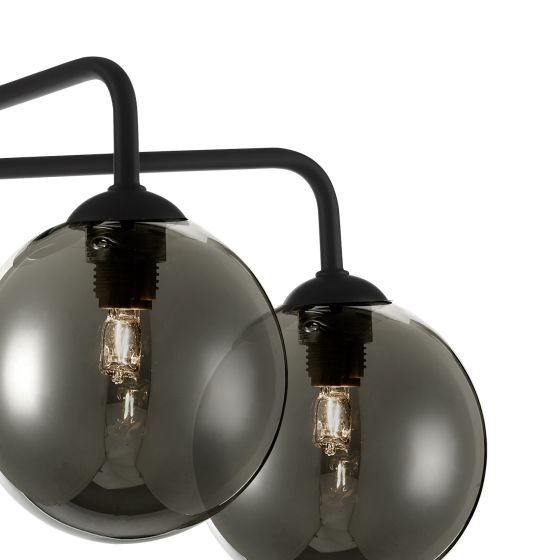 Där Lighting Feya 5 Light Semi Flush Matt Black Smoked Glass