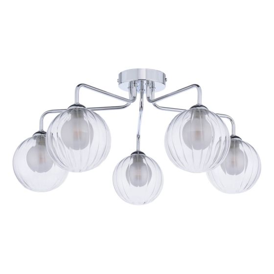 Där Lighting Feya 5 Light Semi-Flush Polished Chrome & Clear/Opal Glass