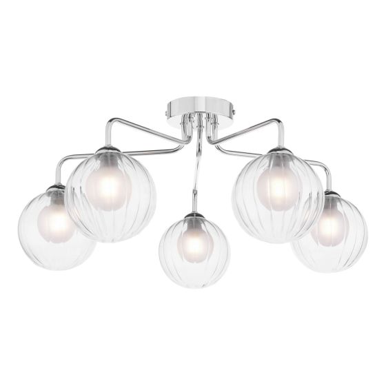 där lighting Feya 5 Light Semi-Flush Polished Chrome & Clear/Opal Glass