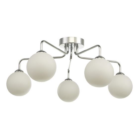 Där Lighting Feya 5 Light Semi Flush Polished Chrome Opal Glass