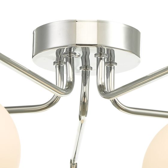 Där Lighting Feya 5 Light Semi Flush Polished Chrome Opal Glass