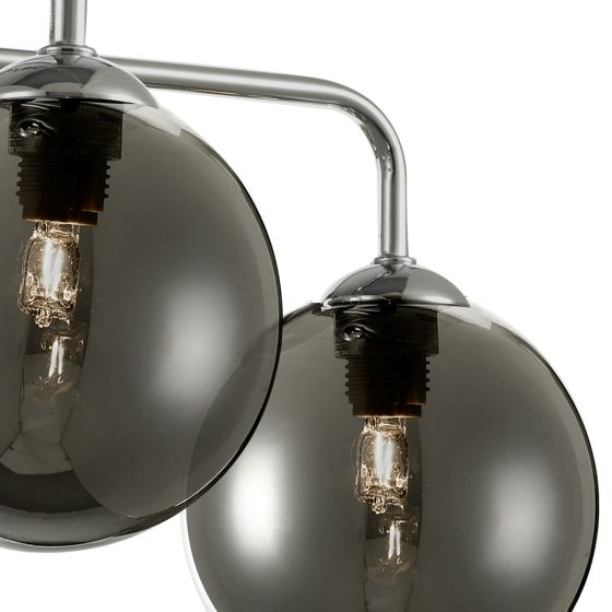 Där Lighting Feya 5 Light Semi Flush Polished Chrome Smoked Glass