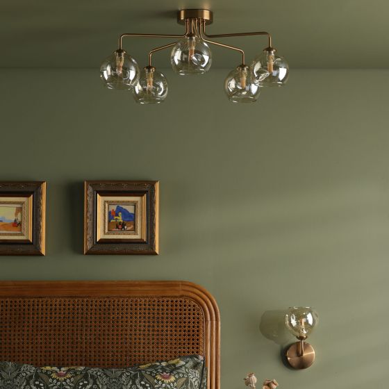 Där Lighting Feya Wall Light Antique Bronze & Champagne Dimpled Glass