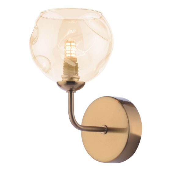 där lighting Feya Wall Light Antique Bronze & Champagne Dimpled Glass