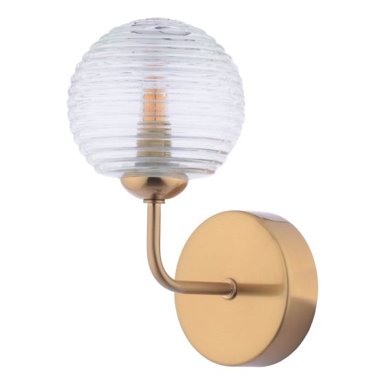 Där Lighting Feya Wall Light Antique Bronze & Ribbed Glass