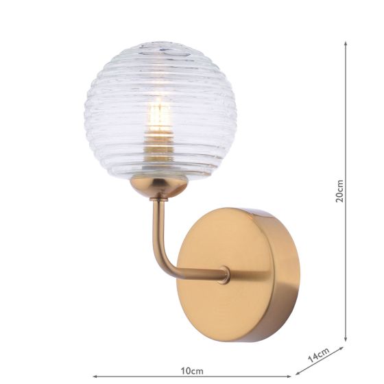 Där Lighting Feya Wall Light Antique Bronze & Ribbed Glass
