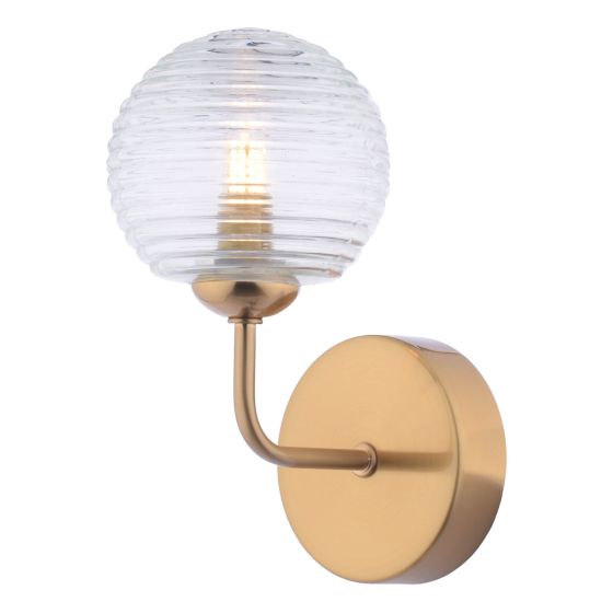 där lighting Feya Wall Light Antique Bronze & Ribbed Glass