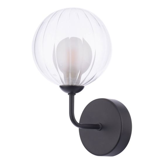 Där Lighting Feya Wall Light Matt Black & Clear/Opal Glass