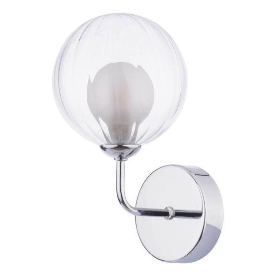 Där Lighting Feya Wall Light Polished Chrome & Clear/Opal Glass