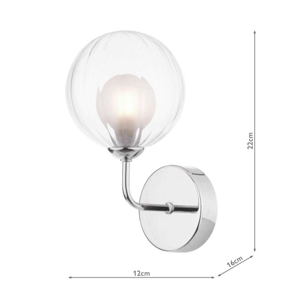 Där Lighting Feya Wall Light Polished Chrome & Clear/Opal Glass