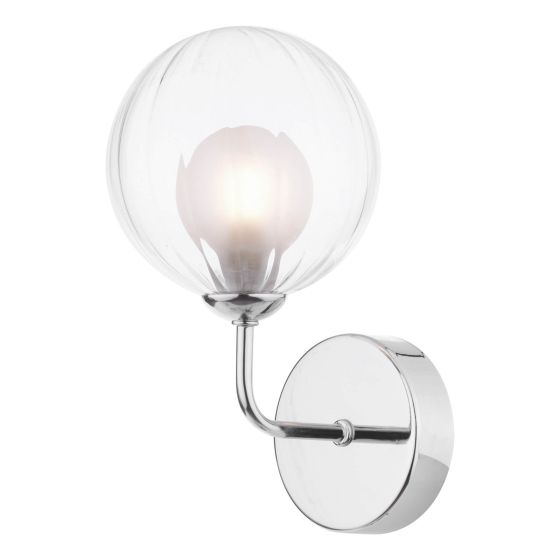 där lighting Feya Wall Light Polished Chrome & Clear/Opal Glass