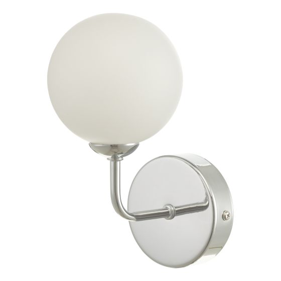Där Lighting Feya Wall Light Polished Chrome Opal Glass