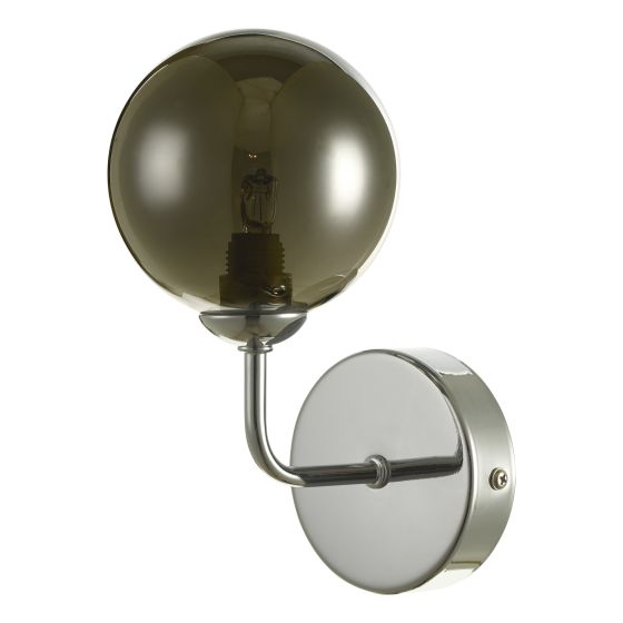 Där Lighting Feya Wall Light Polished Chrome Smoked Glass