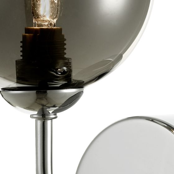 Där Lighting Feya Wall Light Polished Chrome Smoked Glass