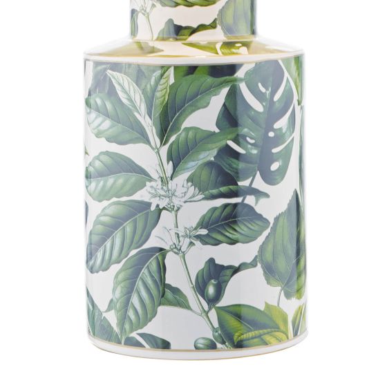 Där Lighting Filip Table Lamp Green Leaf Print With Shade