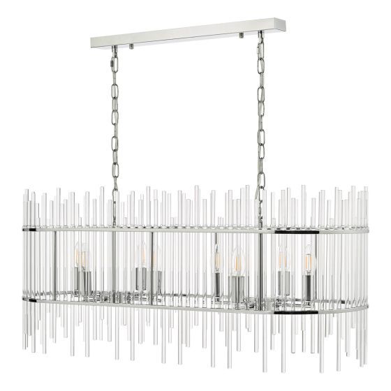 Där Lighting Finola 8 Light Bar Pendant Polished Chrome Glass