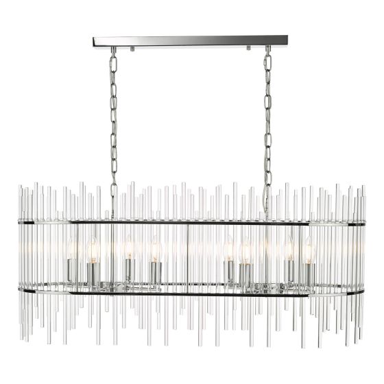 Där Lighting Finola 8 Light Bar Pendant Polished Chrome Glass
