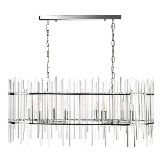 Där Lighting Finola 8 Light Bar Pendant Polished Chrome Glass