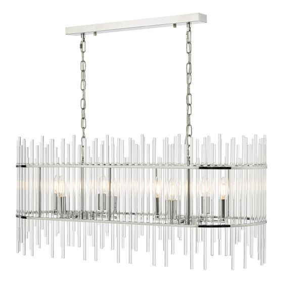 där lighting Finola 8 Light Bar Pendant Polished Chrome Glass