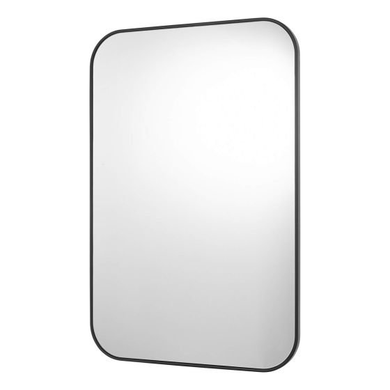 Där Lighting Firuz Rectangle Mirror Thin Matt Black Frame 60 X 90cm