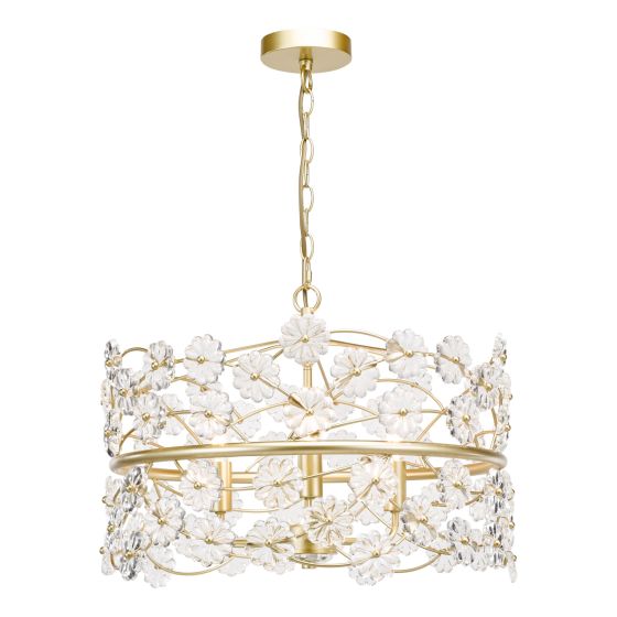 där lighting Fonda 3 Light Pendant Satin Gold and Glass