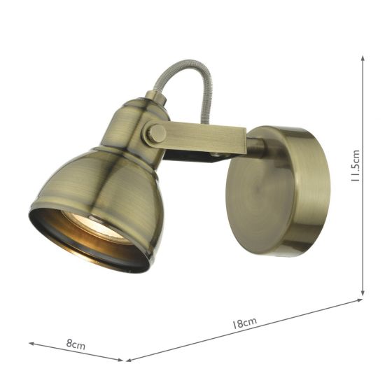 Där Lighting Fothergill Single Wall Spotlight Antique Brass