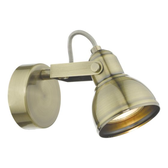 där lighting Fothergill Single Wall Spotlight Antique Brass