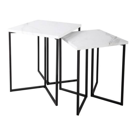där lighting Fotini Nested Side Table White Marble Effect