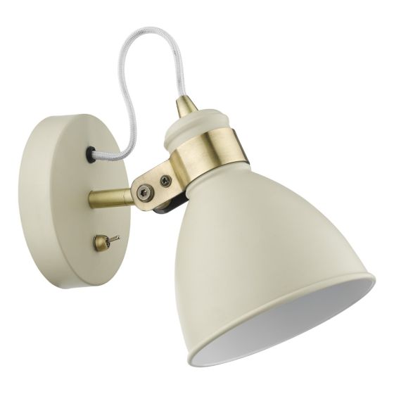 Där Lighting Frederick Single Wall Spotlight Cream Antique Brass