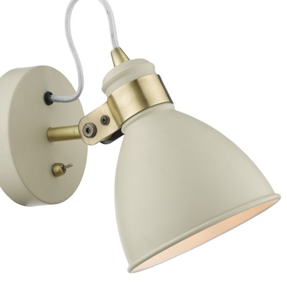 Där Lighting Frederick Single Wall Spotlight Cream Antique Brass