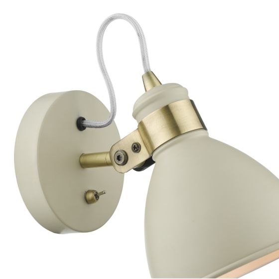 Där Lighting Frederick Single Wall Spotlight Cream Antique Brass