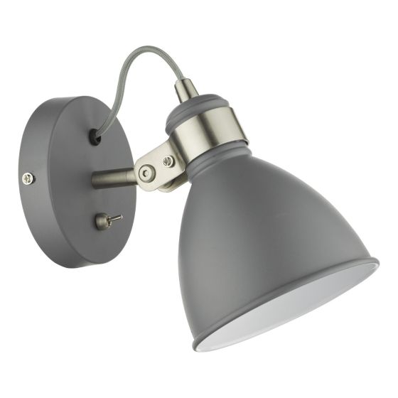 Där Lighting Frederick Single Wall Spotlight Dark Grey Satin Chrome