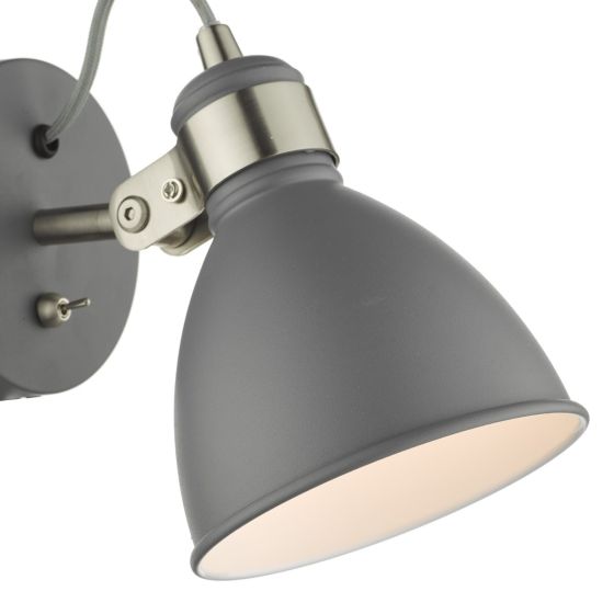 Där Lighting Frederick Single Wall Spotlight Dark Grey Satin Chrome