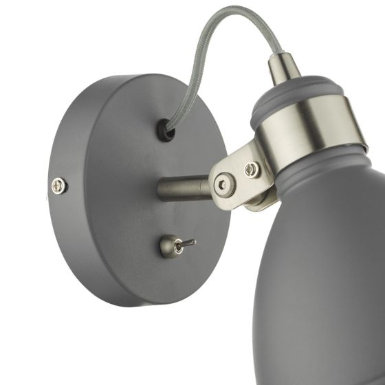Där Lighting Frederick Single Wall Spotlight Dark Grey Satin Chrome