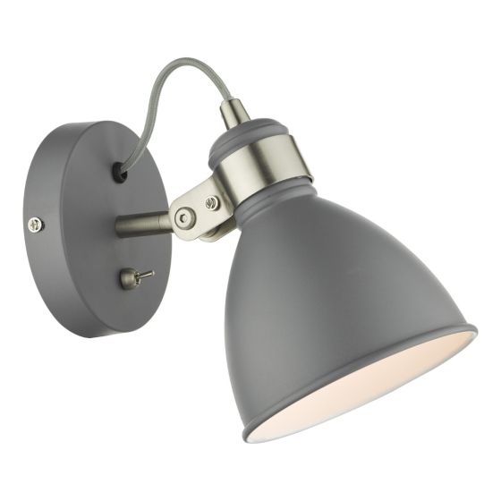 där lighting Frederick Single Wall Spotlight Dark Grey Satin Chrome