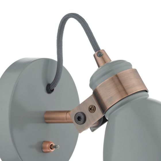 Där Lighting Frederick Single Wall Spotlight Grey & Copper