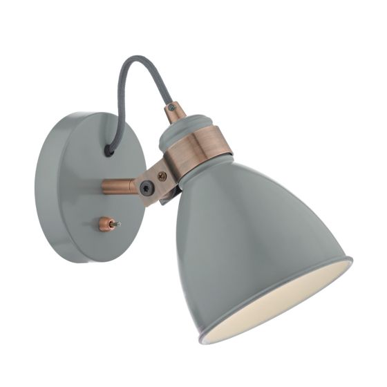 där lighting Frederick Single Wall Spotlight Grey & Copper