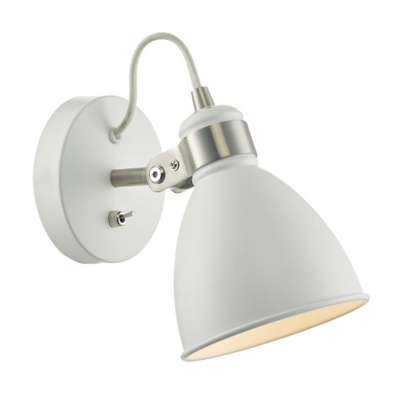 Där Lighting Frederick Single Wall Spotlight White Satin Chrome