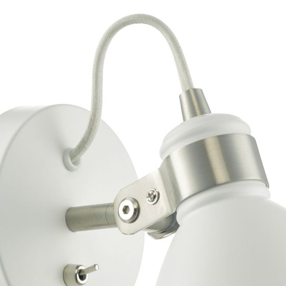 Där Lighting Frederick Single Wall Spotlight White Satin Chrome